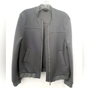 TopShop Grey Zip Up Thick Neoprene Stretch Jacket Lined with Pockets Size 10